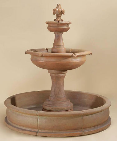 Fleur De Lis Pond Outdoor Cast Stone Garden Fountain Fountain Tuscan